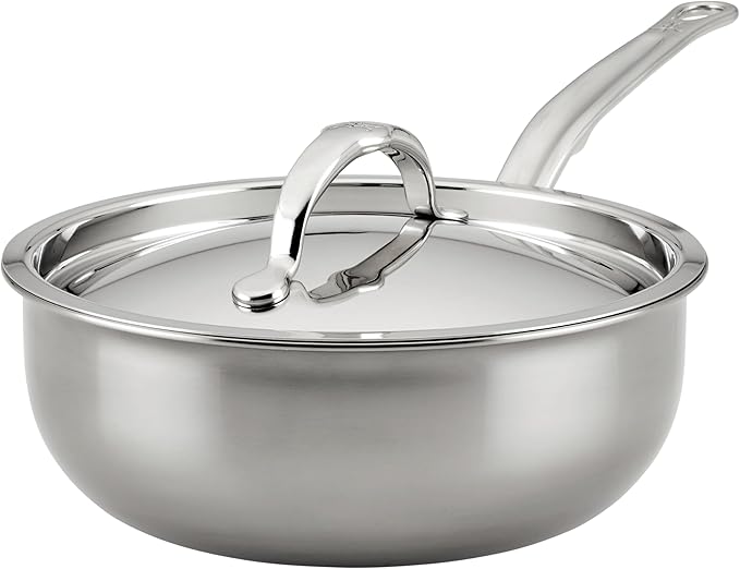 Hestan - NanoBond Collection - Titanium Stainless Steel Saucier Pan with Lid, Induction Cooktop Compatible, 2-Quart