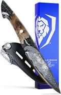 Dalstrong Paring Knife With Cover- 4”-Scorpion Series - Venom Edition - Japanese Steel Chef Knife - Spiral Sandstorm Blade Pattern - Black Honeycomb Resin Handle - w/Leather Sheath