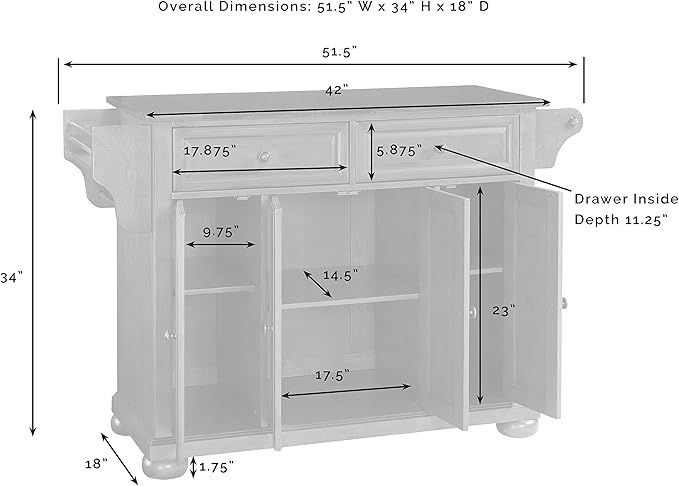 Crosley Furniture Alexandria Stainless Steel Top Rolling Kitchen Island Storage Cart, Spice Rack, Cherry