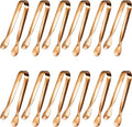 JCREN 12 Pcs Small Serving Tongs, 4" Rose Gold Appetizer Tongs for Parties & Catering, Food-Grade 304 Stainless Steel