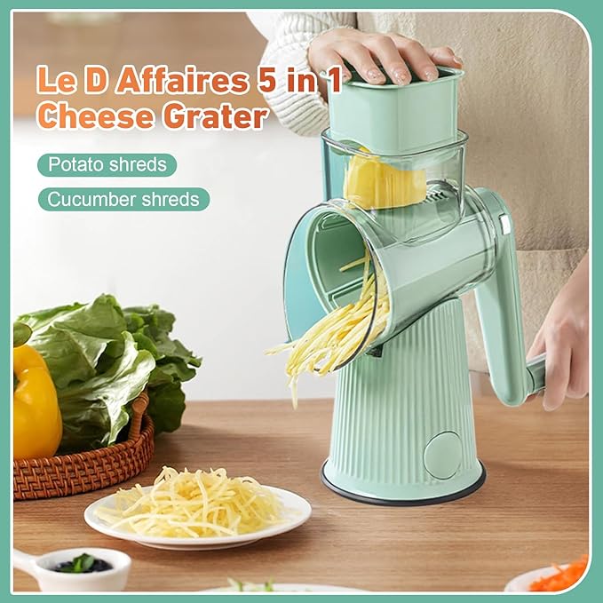 Sakesfor 5 In 1 Food Chopper,2025 New Sakesfor 5 In 1 Rotary Cheese Grater Vegetable Slicer,5 in 1 Hand Crank Food Chopper,Easy To Clean Kitchen Gadgets(White)