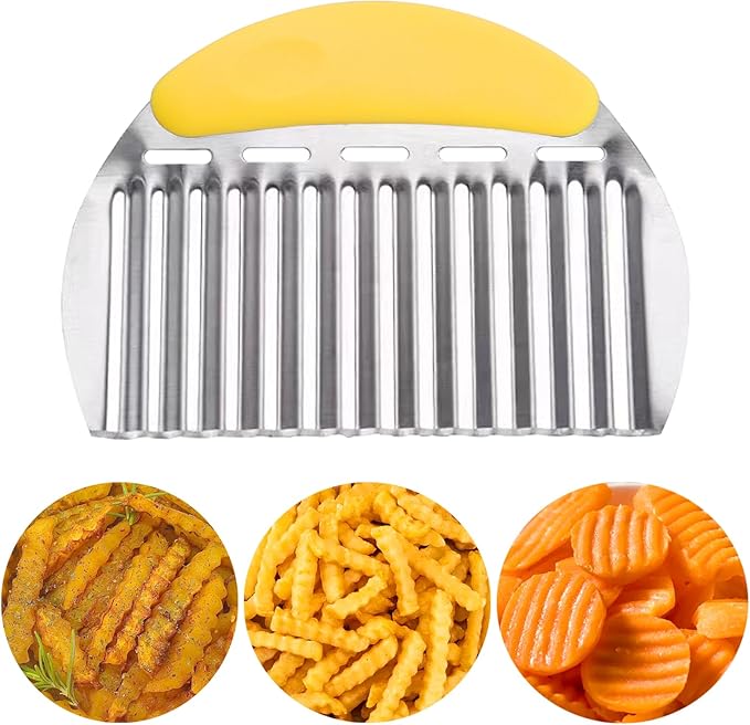 JAYVAR Large Crinkle Cutter for Potatoes, Stainless Steel Vegetable Crinkle Cutter, Versatile Vegetable Wavy Chopper for Fancy Edges, Onion Chopping Wavy French Fry Slicer Kitchen Dicer Gadget
