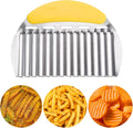 JAYVAR Large Crinkle Cutter for Potatoes, Stainless Steel Vegetable Crinkle Cutter, Versatile Vegetable Wavy Chopper for Fancy Edges, Onion Chopping Wavy French Fry Slicer Kitchen Dicer Gadget