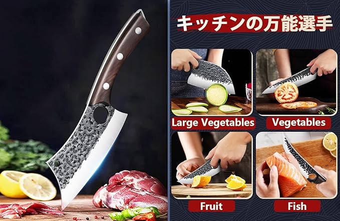 Serbian Chef Knife Set, Hand Forged Butcher Knife Set with Knife Bag, High Carbon Steel Kitchen Knives Set Meat Cleaver Boning Knife Viking Knives for Brisket Trimming, Gifts for Dad