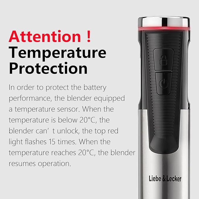 Liebe&Lecker Immersion Blender Cordless Handheld, 3 in 1 Cordless Hand Blender, 8 Speed Cordless Immersion Blender, Wireless Handheld Portable Mixer with Whisk Milk Frother for Soup Smoothie
