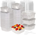200 Pack 10 oz Silver Mini Aluminum Cake Pans with Lids and Spoons, Disposable Square Baking Cups, Oven Safe Foil Ramekins for Individual Desserts, Cupcakes, Cheesecakes Ramekins Muffin