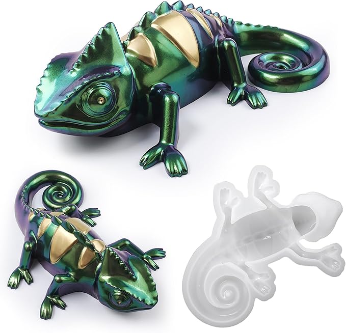 Lizard Animal Cylinder Candle & Resin Mold - Resin Casting Silicone Molds for Home Decor & Candle Making Wave Spiral Mold