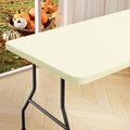 homing Rectangle Table Cloth Cover, Waterproof Polyester Elastic Fitted Tablecloth, Fits for 6 Foot Folding Tables, Washable Table Protector for Picnic, Camping, Outdoor (Cream Yellow, 30" x 72")