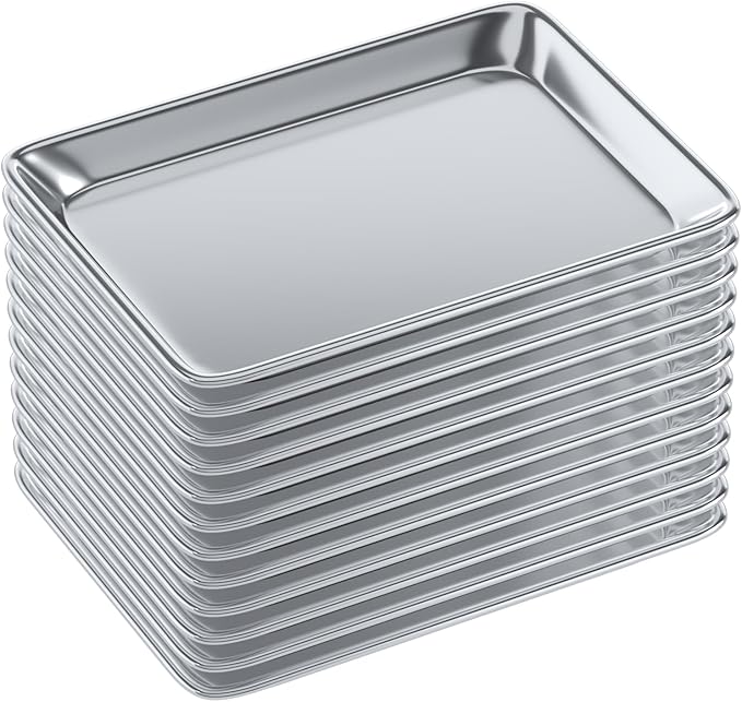 Pack of 12 | 10 in. x 13 in. Quarter Size Aluminum Bun. / Sheet Pan | Ideal for baking, roasting, cooling, prepping, or storing - a must-have in restaurants, bakeries, and busy kitchens.