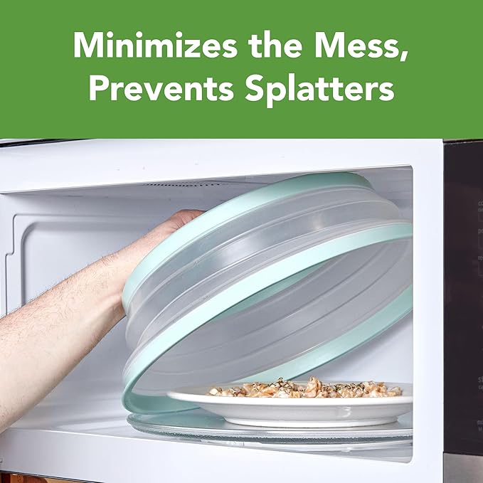 Tovolo Large Microwave Splatter Cover Blue Haze 13 inch Collapsible Silicone Splatter Cover for Extra Large Microwaves, Dishwasher Safe Vented Plate Guard BPA Reheating Cover for Food