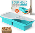 Silicone Freezer Tray with Lid Soup Freezer Container Molds with Steel Reinforced Rim Large Ice Cube Tray Makes 4 Perfect 2 Cup Portions Cubes Storage for Soup, Sauce, Leftovers Food Kitchen Things