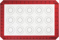 446ºF Heat Resistant Macaron Mat: U-Taste 14.17x9.44in Non Stick Silicone Baking Mat, Reusable Cookies Pastry Sheet Liner with Edge Enhancement & Circle Measurement for Cake Pan (Red)