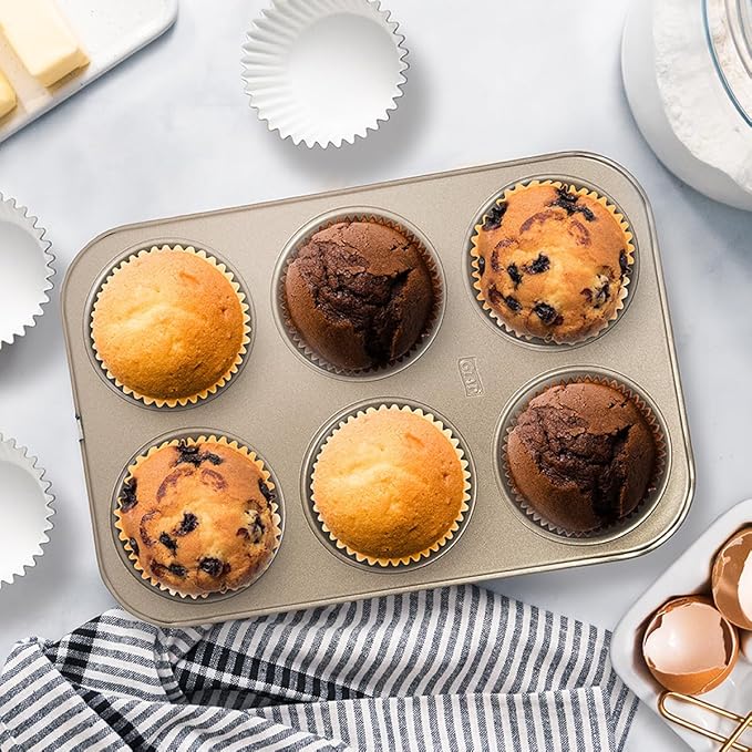 Glad Nonstick Jumbo Muffin Pan | Heavy Duty Metal | For Cupcakes | 6-Cup, Pack of 6