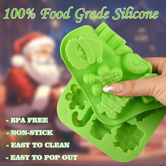 Actvty Christmas Chocolate Molds, Christmas Candy Silicone Molds, 4 Packs 14 Cavity Xmas Theme Baking Molds for Making Chocolate, Candy, Gummy, Jello, Ice, Wax Melts