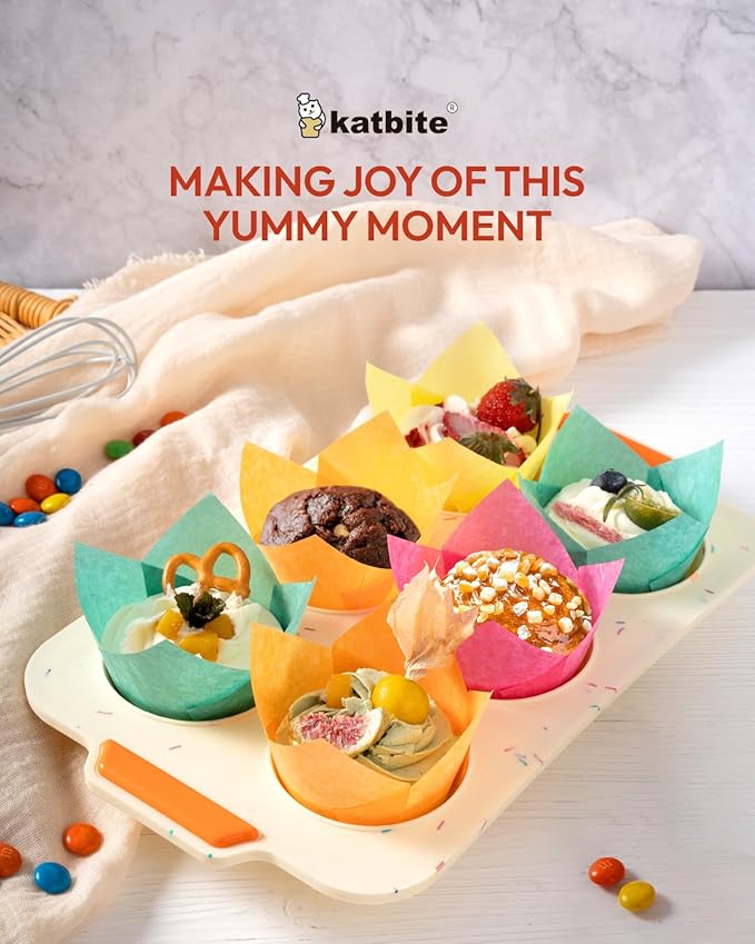 Katbite Tulip Cupcake Liners 200PCS, Muffin Liners Baking Cups, Cupcake Wrapper for Party, Wedding, Birthday