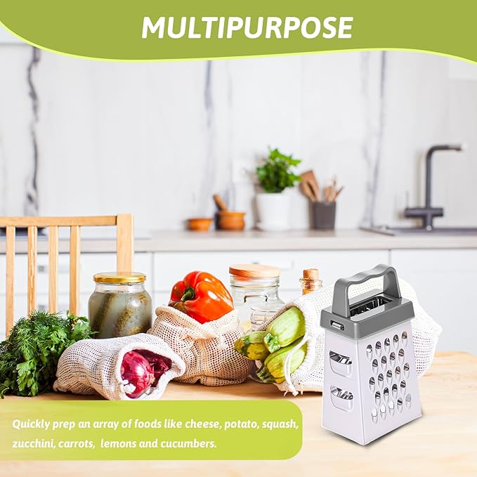 6 Pcs Mini Cheese Grater Professional Small Box Grater Stainless Steel Handheld Slicer with 4 Sides Food Shredder Safe Zester for Kitchen Cheese Garlic Ginger Vegetable Potatoes