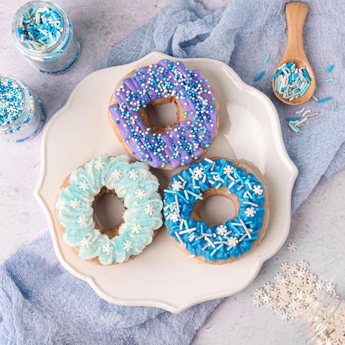 Sweets Indeed Winter Sprinkle 4-Pack – 10.90 oz | Blue Sugar Crystals, Shimmer Snowflakes, Winter Jimmies & Nonpareils | Frozen-Inspired Christmas & Holiday Baking Decorations