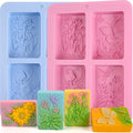 Moukiween Soap Molds Silicone, 3D Rectangular Insect Flower Silicone Molds for Handmade Craft Soap, Bath Bombs, Chocolate Bars, DIY Candle, Polymer Clay Design