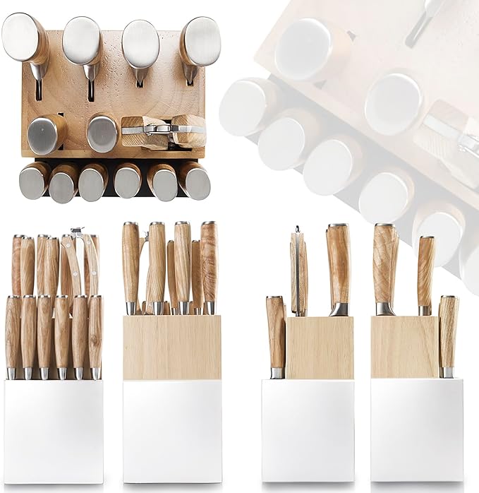 Natura Series 14 PCS Knife Block Set, Ultra Sharp High Carbon Stainless Steel with Wooden Handle