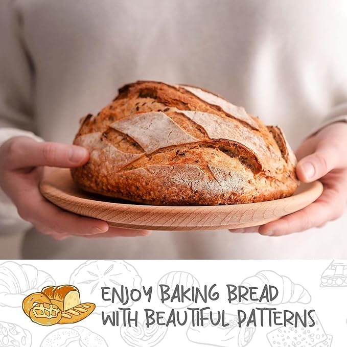 Proofing Baskets for Sourdough Bread Making, Dough Proofing Bowls Kit with Cloth Liner + Scoring Lame + Scraper for Professional & Home Sourdough Bakers (Round,8.5 inch,Set of 2)