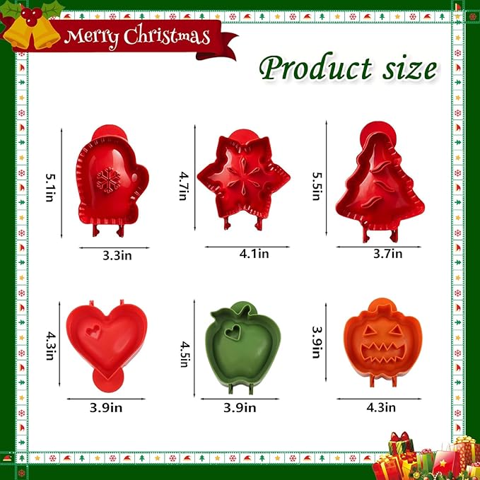 6PCS Mini Hand Pie Molds,Party Potluck Hand Pie Molds for Baking,Fits All Kinds of Festivals and Parties (6PCS-A)