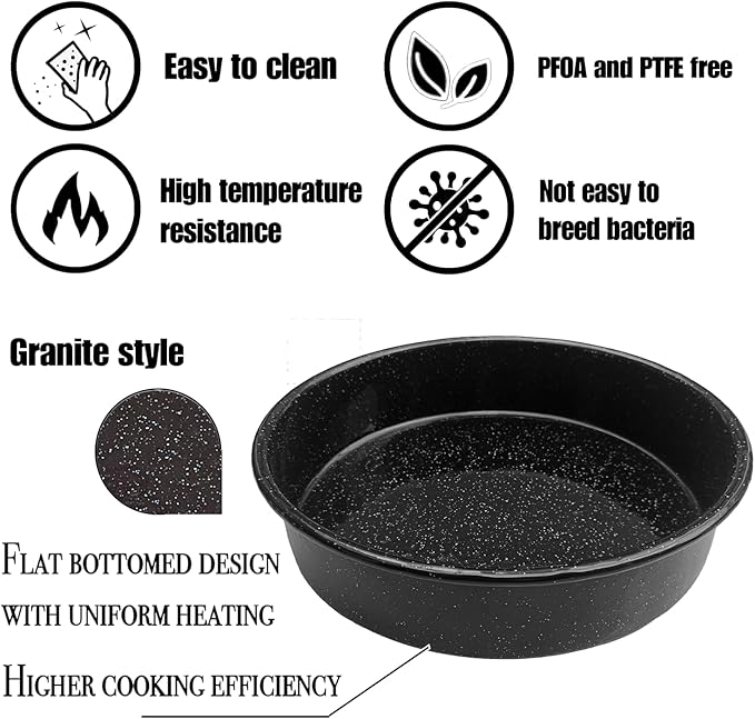 3-Pack Enamel Roasting Pan Set Round Deep Baking Pans Oven Trays10"/12"/14" Cake Pans High Performance Non-Toxic Pizza Pan Cookie Baking Sheets Oven Trays For Cooking Merry Christmas Gift for Mom