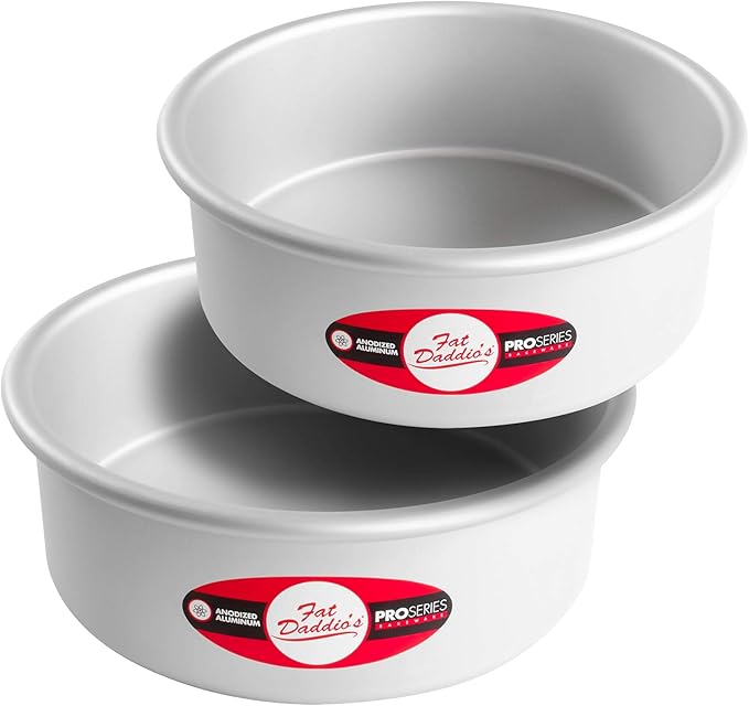 Fat Daddio's PRD-83SET Anodized Aluminum Round Cake Pans, 2 Piece Set, 8 x 3 Inch