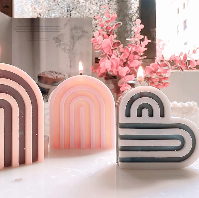 2 Pack Heart Shape Candle Molds - Table Decoration, Resin & Soap Mold, 3D Silicone Mold for Handmade Candles