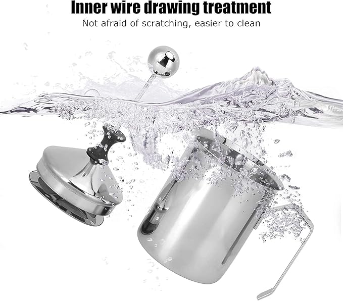 Manual Milk Frother, 400ml/14oz Stainless Steel Creamer Frother Milk Steamer Latte Cappuccino Coffee Foamer FrotherHandled Metal Creamer Foamer Pitcher With Handle Lid
