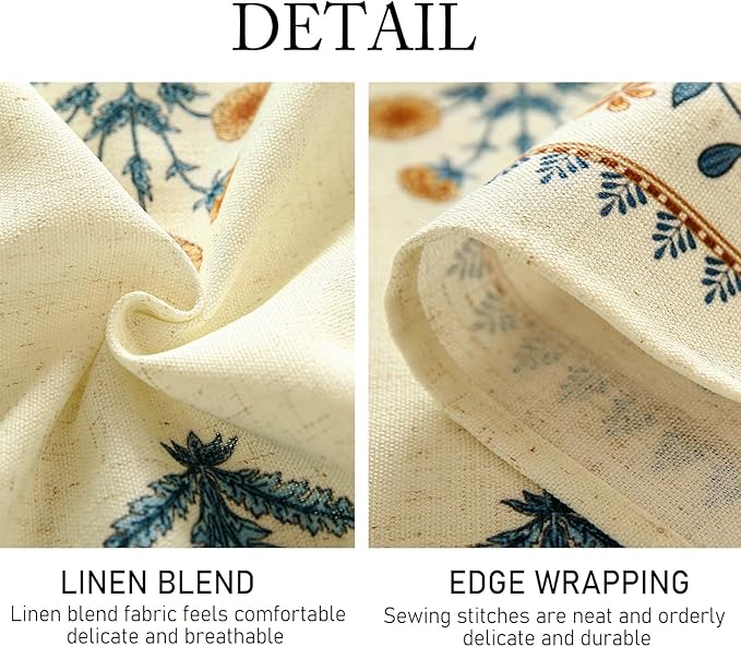 ISAENNE Designer French Pale Yellow Extra Long Rectangle Table Cloth,Linen Floral Tablecloth,Wrinkle Resistant Decor Tablecloths for Dining Thanksgiving Banquet Kitchen Party,67"*118"-Estevan A