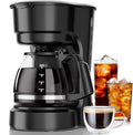 Kismile 5 Cup Coffee Maker, 0.75L Small Drip Coffee Machine with Anti-Drip Design, Dry Burn Protection, Removable Filter Funnel, Easy Mechanical Switch, Black