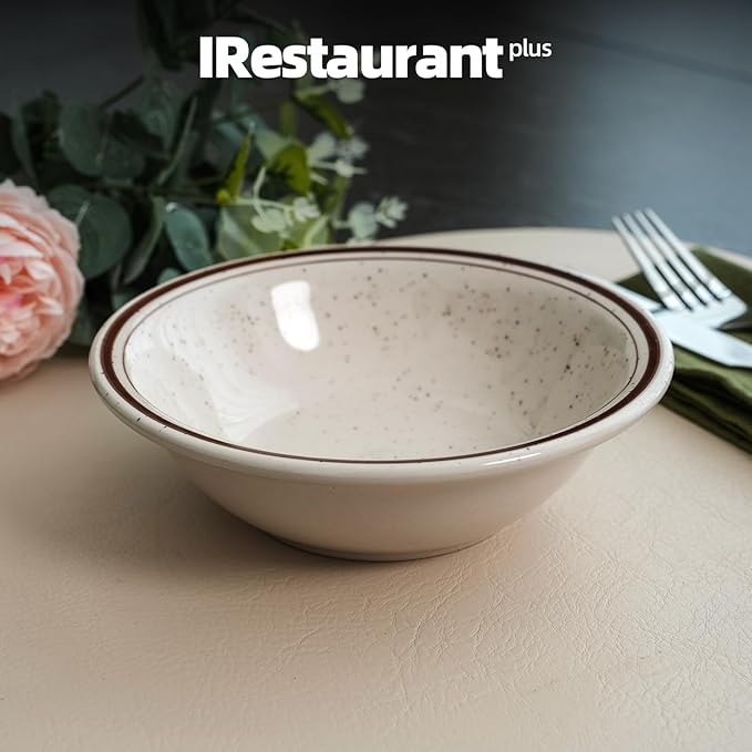 Stoneware Narrow Rim Commercial Grade Dinnerware (Brown Speckle, Fruit 13oz)