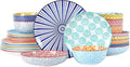 Selamica Ceramic Dinnerware Sets for 6, 24 Piece Plates and Bowls Sets, Highly Chip and Crack Resistant Dishes Set-Dishwasher & Microwave & Oven Safe, Assorted Colors