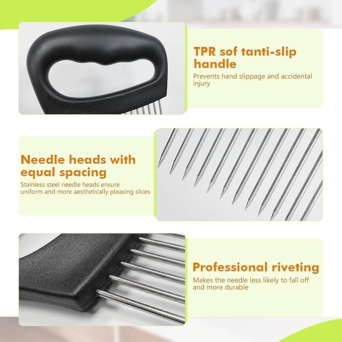 2 PCS Onion Holders for Slicing, Extra-Large & Mini Onion Slicer Tool Set, Food Cutting Guide for Tomato Potato Meat, Practical Meat Tenderizer Tool, Vegetable Chopper, Kitchen Essentials