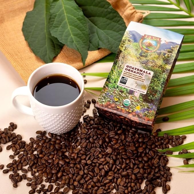 Low Acid Organic Coffee – Whole Bean, Mold-Free & Stomach Friendly by Java Planet, Guatemalan Single Origin Coffee, Medium Roast, Smooth Full Flavored, 2x1LB Bag