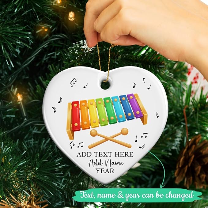 Personalized Xylophonist Christmas Ceramic Ornament, Custom Text Name & Year Xylophone Xmas Ornament, Xylophone Player Xmas Tree Hanging Ornaments 2025, Gift for Men Women Instrument Lover
