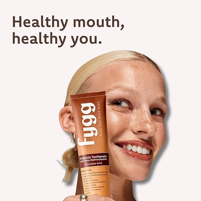 Fygg Nano Hydroxyapatite Toothpaste with Prebiotics | Fluoride & SLS Free with Hydroxyapatite | Remineralizing nHA Tooth Paste for Sensitive Teeth | Chocolate Swirl, 4 Oz