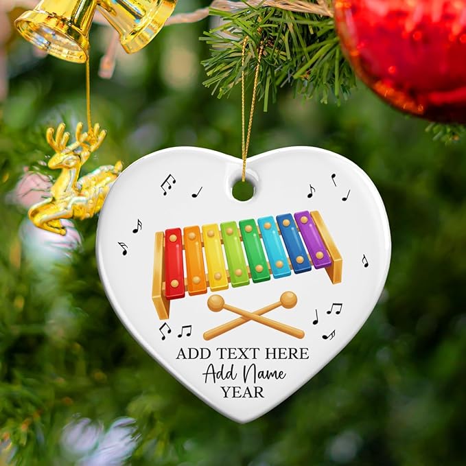 Personalized Xylophonist Christmas Ceramic Ornament, Custom Text Name & Year Xylophone Xmas Ornament, Xylophone Player Xmas Tree Hanging Ornaments 2025, Gift for Men Women Instrument Lover