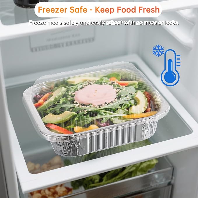 8x8 Aluminum Pans with Clear Lids - 20 Pack Disposable Baking Pans, Heavy Duty Tin Foil Trays for Cake Baking, Cooking, Heating, Storing, Prepping Food
