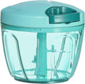 Ourokhome Manual Food Processor Vegetable Chopper, Portable Hand Pull String Garlic Mincer Onion Cutter for Veggies, Ginger, Fruits, Nuts, Herbs, etc., 650ml, Blue