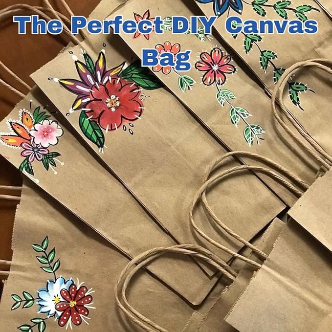 DIY Paper Bags - 250 units - Kraft Color - 12"x7"x17"- 74LB (110 GSM strong) Flat Handle Recyclable Bags for Kids Drawing, Decorating and Creative Projects - 12717NKPAPFLATH - AssurePak