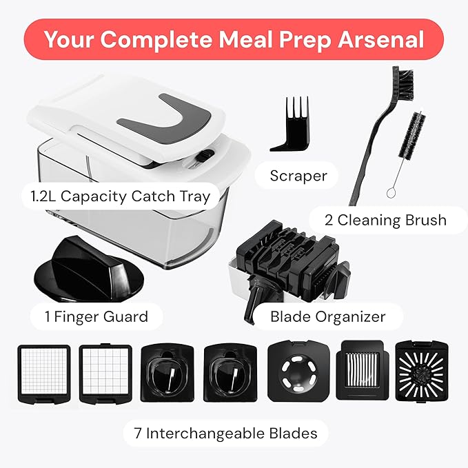 Fullstar The Original Pro Chopper - Vegetable Chopper and Spiralizer, Food Chopper with Container, Fruit Slicer, Kitchen Gadgets & Accessories, Home Essentials (8 in 1, White)