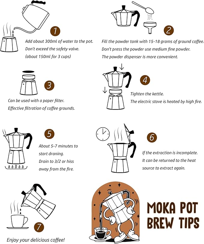 AGOGO Milano Moka Pot, Stovetop Espresso Maker, Greca, Coffee Percolator, Turkish Coffee Maker with Paper Filter 6 Cup Original Silver
