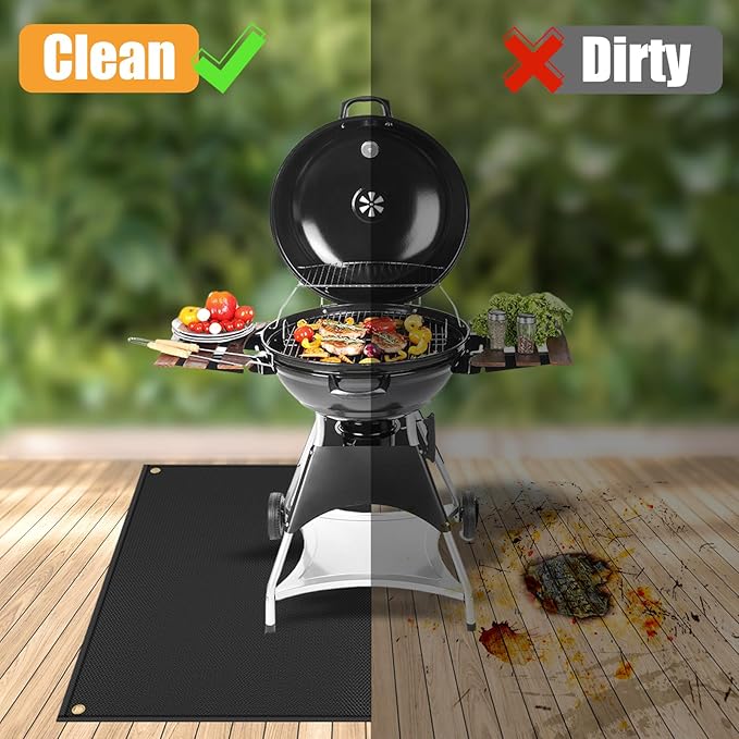 TOHONFOO 60 x 48 in Under Grill Mat for Outdoor Grill - Fireproof BBQ Mats for Grilling to Protect The Deck, Patio, Pavers - Easy to Clean Indoor Fireplace Mat - 1mm