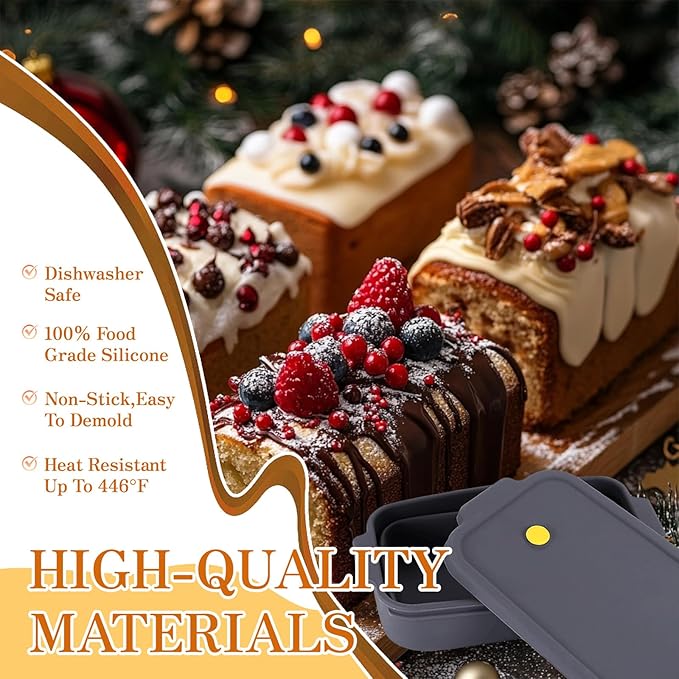 Bread Loaf Pan, Silicone Non-Stick Bakeware, Foldable Bread Toast Box Mold with Lid, Baking Pans for Breads, Cakes, Brownies
