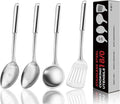 18/0 Stainless Steel Kitchen Cooking Utensil Set, Ergonomic Handle, Dishwasher Safe, Slotted Spoon, Ladle, Turner, Serving Spoon for Housewarming Daily Use Commercial, Pack of 4