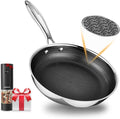 9.5" Nonstick Frying Pan, Ceramic-Coated Stainless Steel Skillet - PFOA/PTFE Free, High Heat & Induction, Dishwasher & Oven Safe + FREE Electric Pepper Grinder