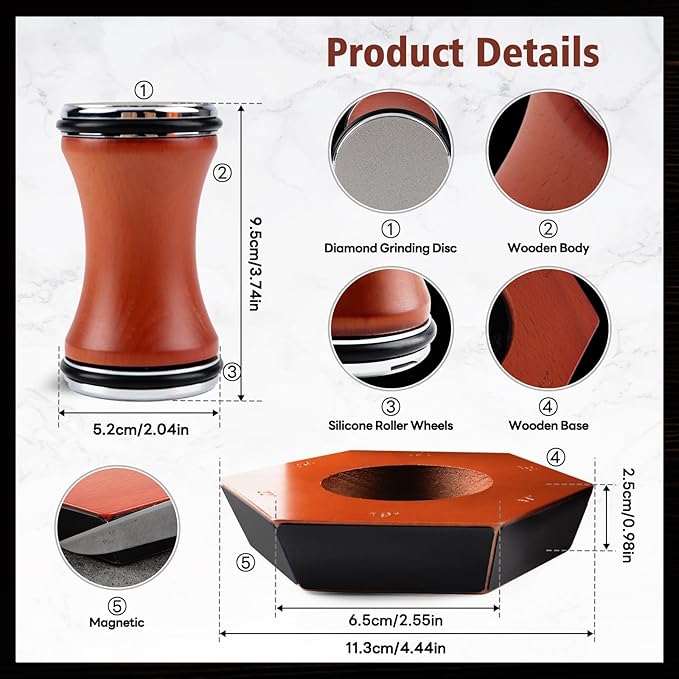 Rolling Knife Sharpener Kit, Kitchen Knife Sharpener with 15 & 20 Degree Sharpening with 2pcs Polishing Disc & 2pcs Grinding Disc for Kitchen Knives, Pocket Knives, Chef's Knives