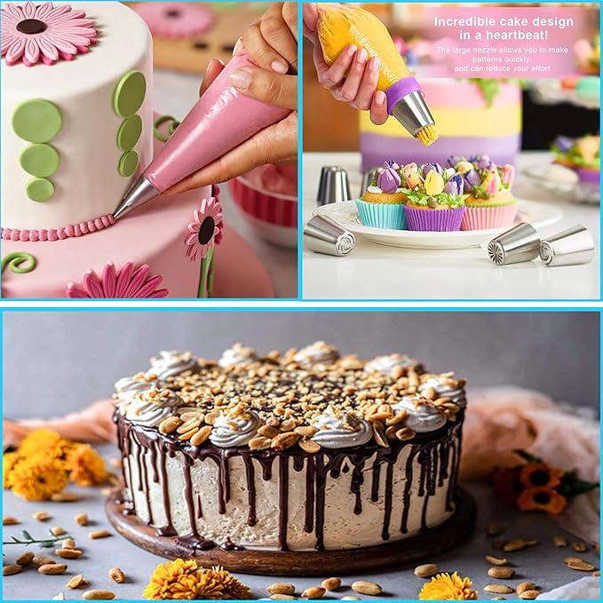 268PCS Cake Decorating Kit - Cake Decorating Tools with Cake Turntable, Piping Bags and Tips Set, 2 Icing Spatulas, 3 Cake Scraper, Russian Piping Kit - Baking Supplies for Beginners