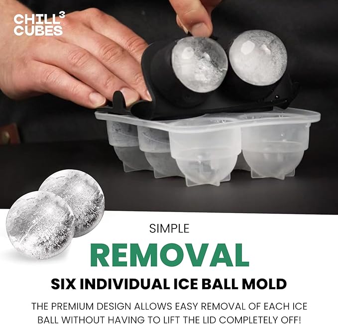 Large Ice Cube Trays Combo - Set of 2, Silicone Ice Ball Maker & Ice Cube Trays with Lids for Chilly Drinks, Perfect for Whiskey, Cocktails - BPA-Free